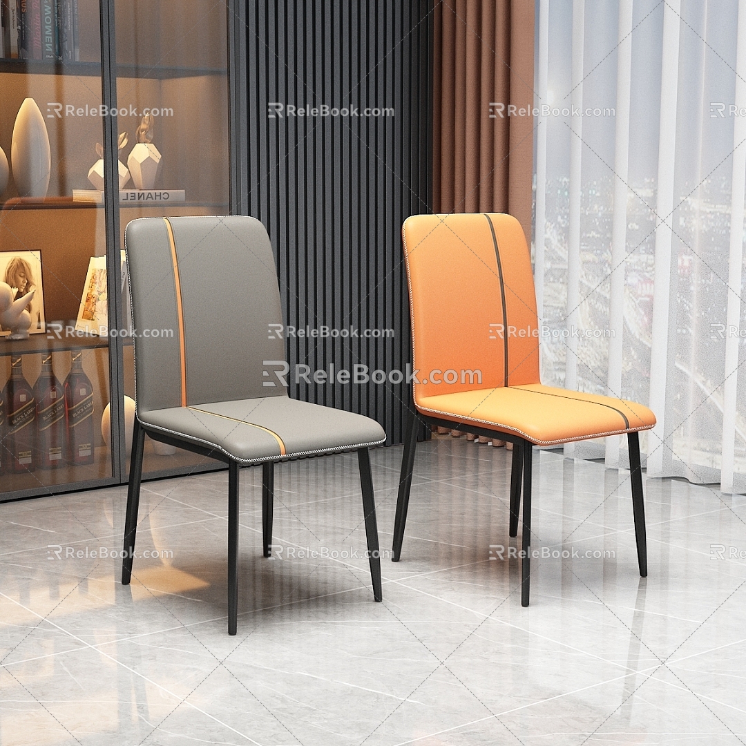 Modern Simple Light Luxury Restaurant Dining Chair 3d model