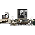 Modern Living Room Interior With Sofa Coffee Table Set Wall Art Side Tables And Lamps