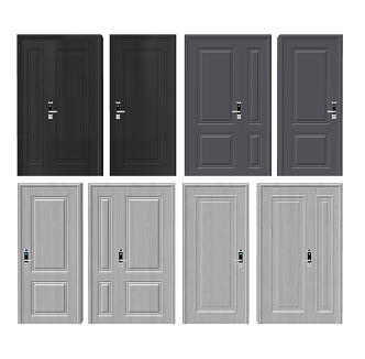 Modern swing door double door wooden door entry door 3d model