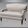 Elegant Light Pink Upholstered Sofa With Armrests And Dark Decorative Legs