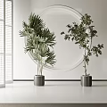 Stylish Potted Bonsai Plants with Lush Foliage in Metal Planters and Minimalist White Room