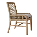 Modern Accent Chair With Rattan Weave Backrest Wooden Frame And Padded Seat For Comfort