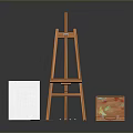 Professional Painting Equipment With Wooden Easel Canvas Paint Box Palette And Brushes