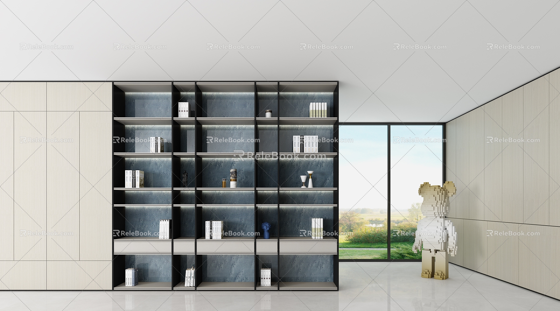 Light Luxury Bookcase Decorative Cabinet 3d model