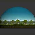 Cartoon Style Forest Garden Scenery With Lush Green Trees Stone Paths And Small Bridges