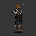 Detailed Medieval Warrior Game Movie Character In Full Armor With Swords Standing 3d model