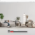 Modern sofa coffee table combination 3d model
