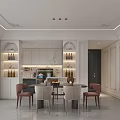 Elegant Light Luxury Living and Dining Room with Sofa Coffee Table Dining Set and Wall Art