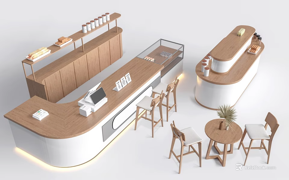 Modern Office Desk With Wooden Surface Drawer Storage And Minimalist Chair Design 3d model 