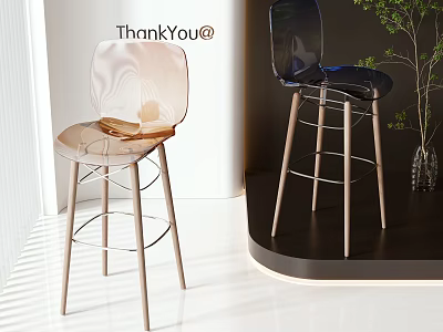 Sleek Modern Transparent Bar Stools With Acrylic Seats And Metal Legs 3d model