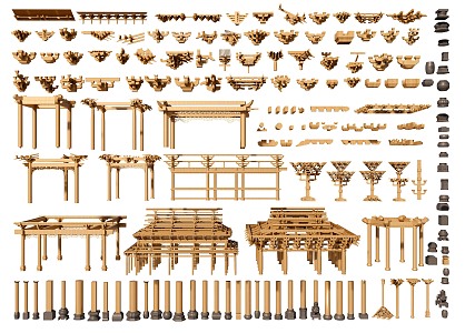 Building Materials Duct Arch Mortise and Tenon Structure Ancient Building Component Column Ancient Building Structure Column Foundation Suspension Beam Structure Shigu Wood Beam Column Foundation Stone 3d model