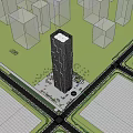 Modern High Rise Office Building With Glass Curtain Wall Exterior Design