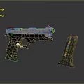 Tactical Semi Automatic Pistol With Detachable Magazine And Ergonomic Grip 3d model