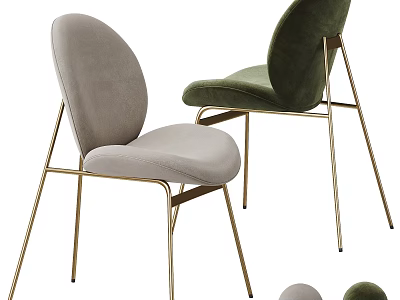 Modern Minimalist Single Chair With Light Gray Dark Green Velvet Upholstery And Gold Metal Legs 3d model