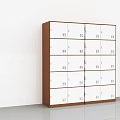 Public Storage Lockers With White Panels And Brown Frames In Row Arrangement