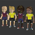 Pixelated Humanoid Characters Standing Together In Colorful Outfits And Sneakers