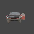 Old Red Rusty Bus With Open Doors And Worn Out Exterior Details
