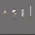 Four Stylish Wall Lamps with Different Modern Designs Brass Bases and White Shades
