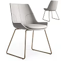 Modern Gray Leather Dining Chair With Curved Back And Gold Metal Legs