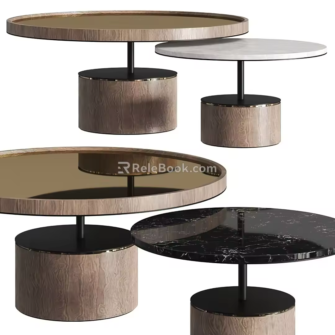 Modern round coffee table marble coffee table metal coffee table 3d model