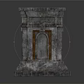 Weathered Stone Pillar With Sturdy Base Arched Decorations And Rustic Accents 3d model