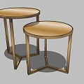 Two Modern Round Side Tables With Metal Frame And Circular Top 3d model