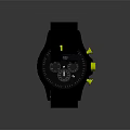 Modern Black Strap Watch With Yellow Accents And Sporty Dial Design