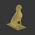 Light Brown Dog Sitting Calmly On Black Mat With Gray Gradient Background 3d model