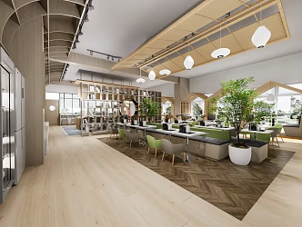 Leisure Tea Restaurant Tea Room Book Bar Leisure Area Log Wind Long Table Sofa Chair Leisure Area 3d model