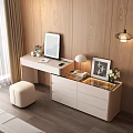 Stylish Dressing Table Interior With Mirror Table Lamp Picture Frame Vase With Flowers And Stool