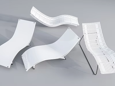 Modern White Outdoor Chairs with Curved and Woven Designs for Stylish Patio Decor 3d model