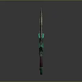 Ornate Red And Green Decorative Sword With Sharp Blade And Intricate Hilt Design