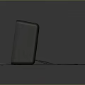 Black Speakers With Silver Drivers And Connecting Cable Placed On Grey Surface Against Dark Background 3d model