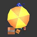 Mobile Food Vending Cart With Yellow Orange Umbrella Drinks And Storage Boxes