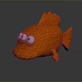 Cute Orange Fish Shaped Toy With Big Eyes And Scaly Texture Design