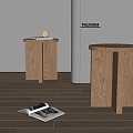 poliform modern side table solid wood side table 3d model