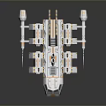 Futuristic White Orange Sci Fi Vehicle With Transparent Circular Sections And Symmetrical Design