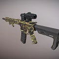 Tactical Military Rifle With Camouflage Design Mounted Scope Detachable Magazine And Ergonomic Stock