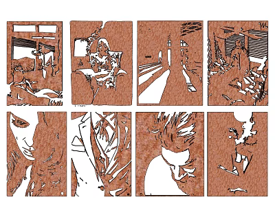 Modern Partition Figure Carving Pane Grid 3d model