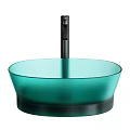 Purple Frosted Glass Washbasin With Multiple Colors Option And Black Faucet