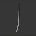 Japanese Samurai Sword With Shiny Blue Blade Ivory Handle And Golden Fittings On Dark Background