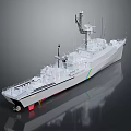 Detailed Warship Model Showcasing White Hull Structure And Radar Equipment On Deck 3d model