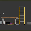 Diving Platform Diving Base Tool Box Mobile Iron Frame Mobile Iron Ladder Movable Ladder Competition Watch Frame 3d model