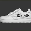 White Leather Sneakers With Black Wing Pattern And White Laces Modern Design 3d model