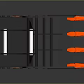 Heavy Duty Construction Utility Vehicle Bucket With Black Body Orange Teeth And Grille Design