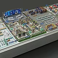 Aerial Planning Urban Development Model With Detailed Building Layout And Display Screens
