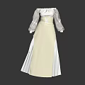 Elegant Off Shoulder Long Sleeve Dress With Cinched Waist Beige Skirt And White Top