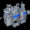 Automated Industrial Equipment With Multiple Robotic Arms And Control Panels