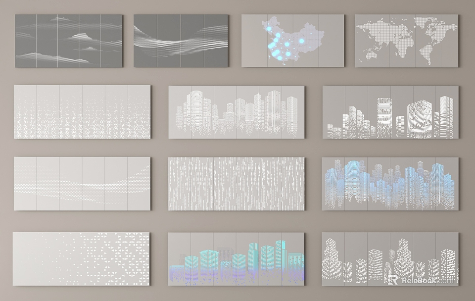 Public Facilities Urban Planning Data Visualization With City Sketches Regional Maps And Charts 3d model 
