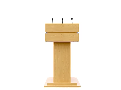 Wooden Functional Desk Lectern With Microphones For Public Speaking Events 3d model